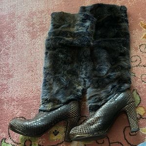 Snakeskin W/Mink Boots - image 1